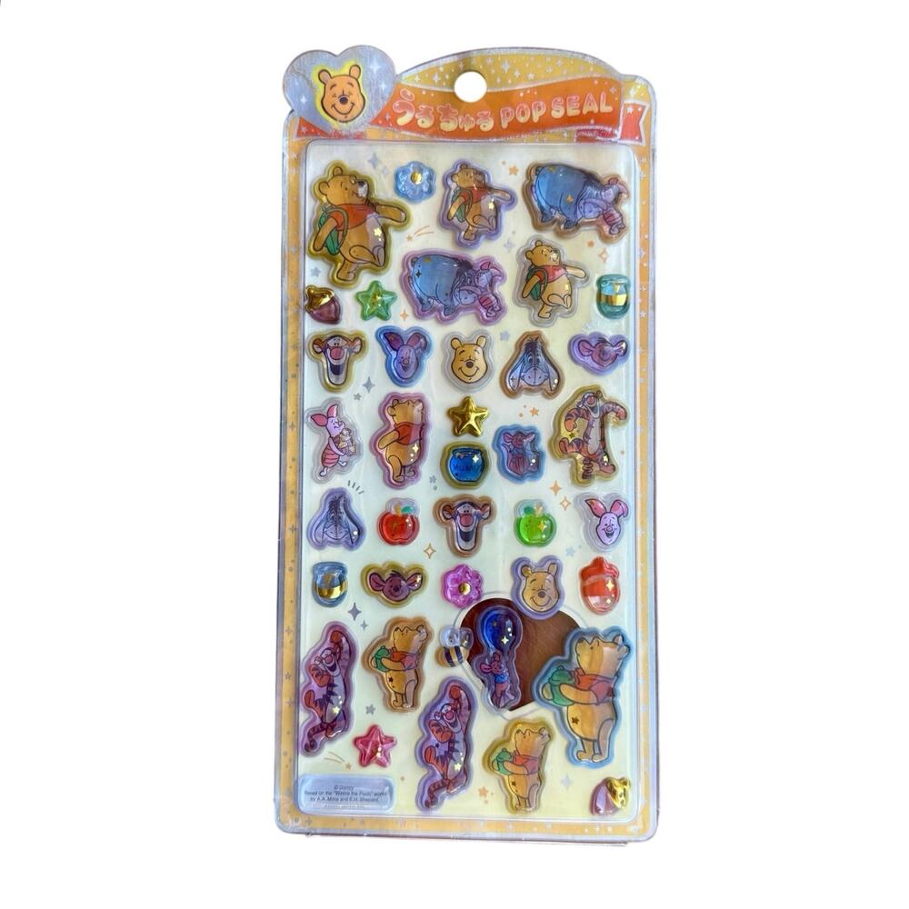 Japanese Crux "Uru Churu" Pop Seal 3D holographic stickers featuring Winnie Pooh